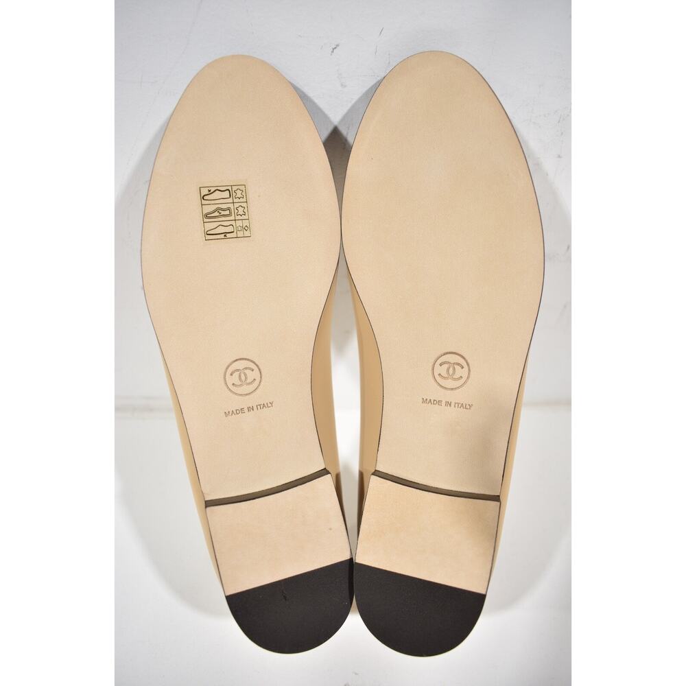 Chanel Beige Black Lambskin Leather CC Logo Bow Tie Ballet Ballerina Flat 36 - Picture 15 of 15